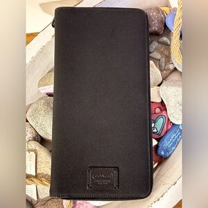 Coach Transatlantic Black Zip Around Travel Wallet Fabric and Leather Combo